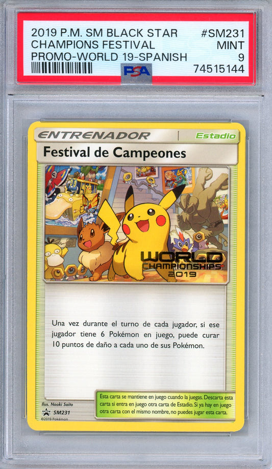 PSA 9 Champions Festival SM231 2019 World Champions Promo Spanish Pokemon