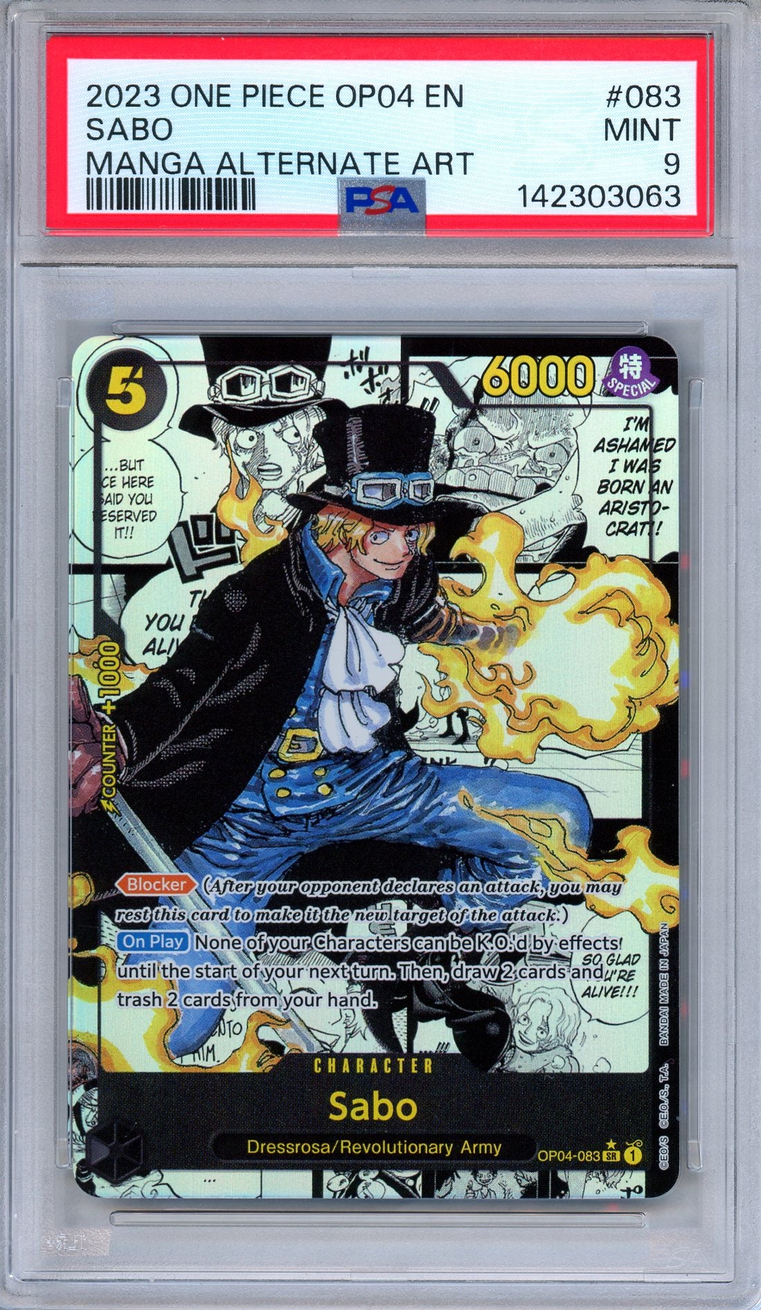 PSA 9 Sabo OP04-083 Kingdoms of Intrigue Manga Rare One Piece