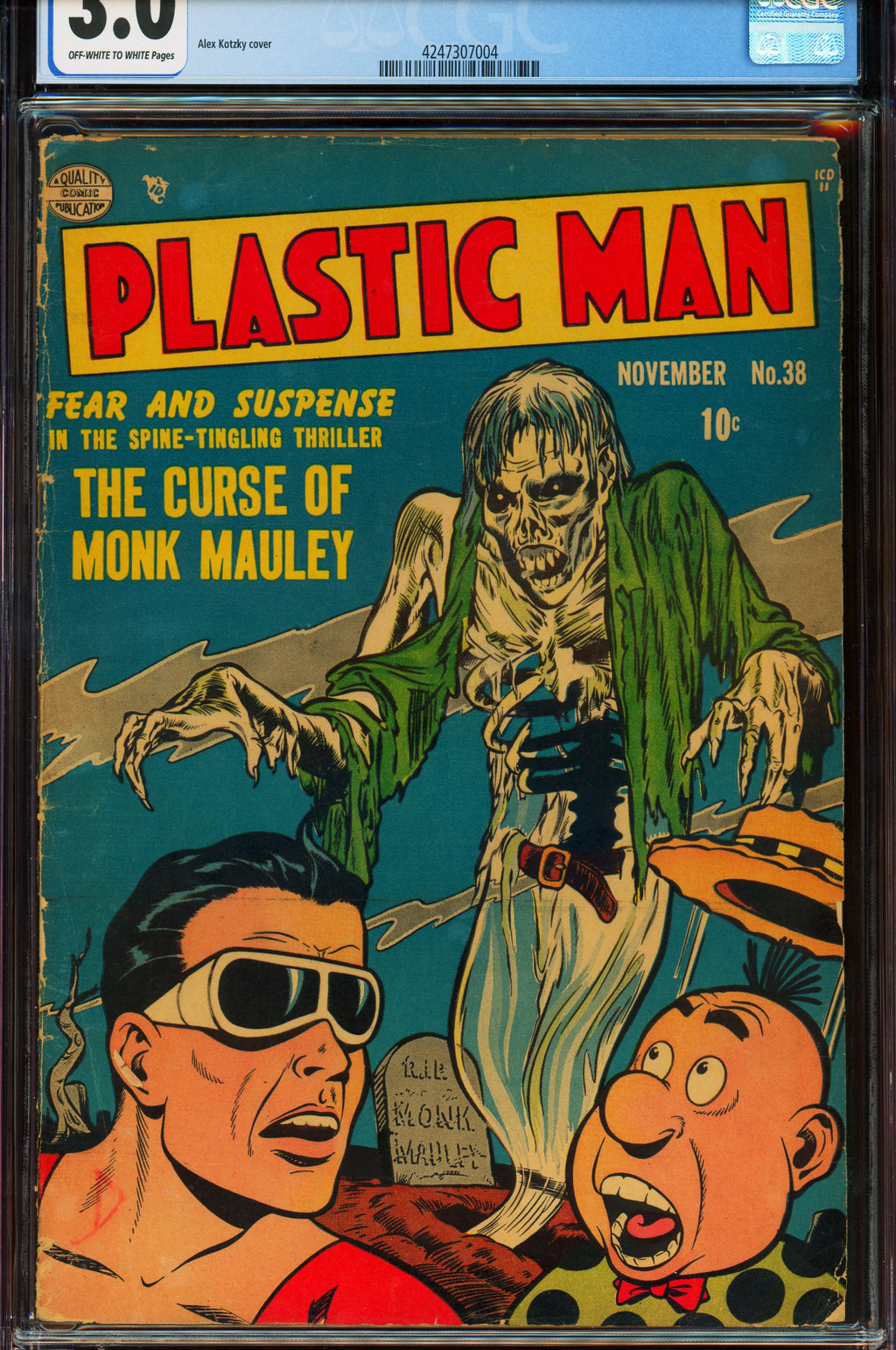 Plastic Man #38 CGC 3.0 Quality Comics 1952 | Golden Age Zombie Horror Cover