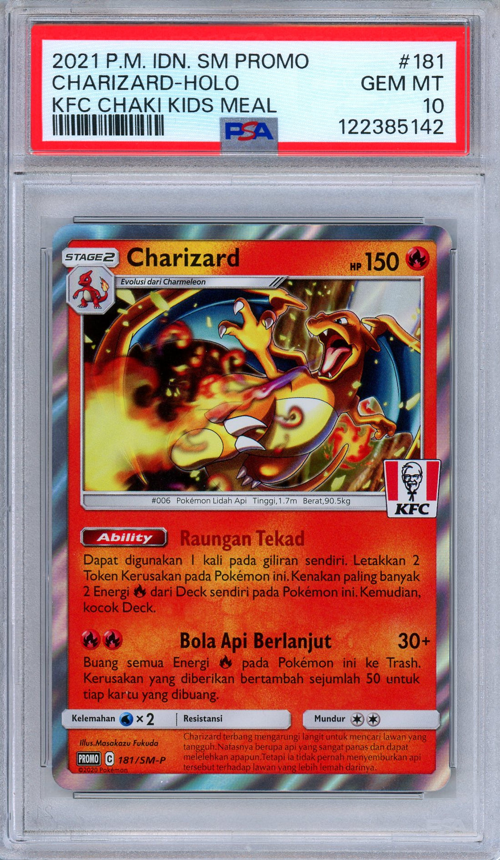 PSA 10 Charizard 181/S-P KFC Chaki Kids Meal Promo Indonesian Pokemon