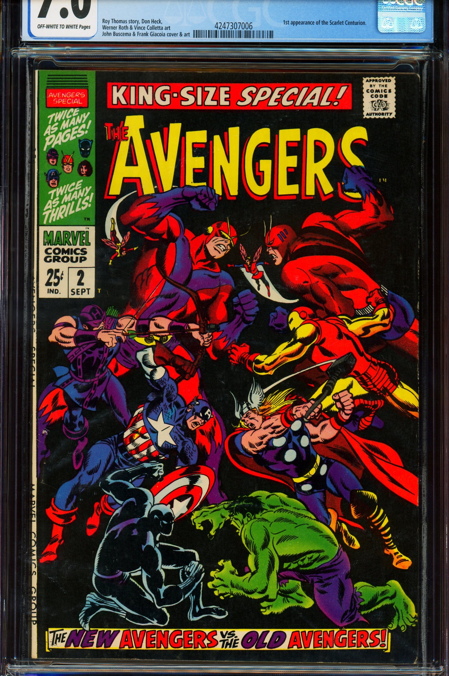 Avengers Annual #2 CGC 7.0 1968 Marvel Comics | 1st appearance Scarlet Centurion