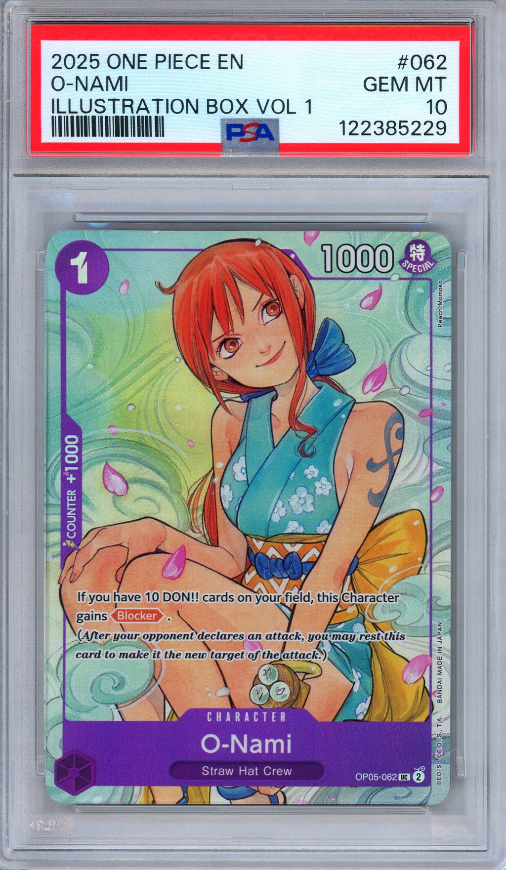 PSA 10 O-Nami OP05-062 Illustration Box Volume 1 Promo One Piece