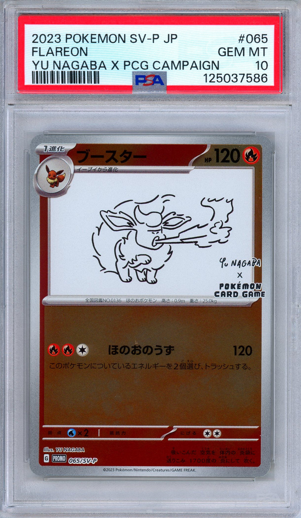 PSA 10 Flareon 065/SV-P YU NAGABA Pokemon Center Promo Japanese Pokemon