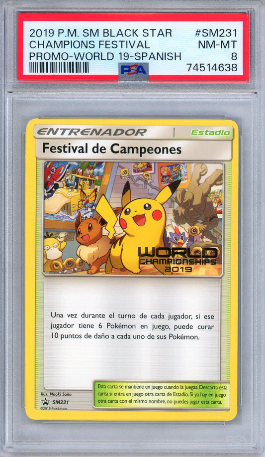 PSA 8 Champions Festival SM231 2019 World Champions Promo Spanish Pokemon