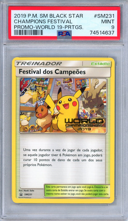 PSA 9 Champions Festival SM231 2019 World Champions Promo Portuguese Pokemon