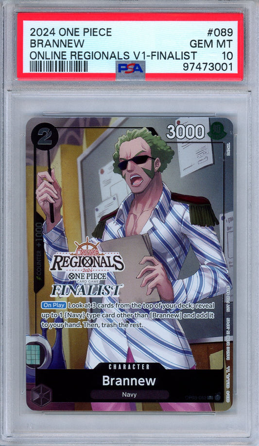 PSA 10 Brannew OP03-089 Online Regional Finalist Prize One Piece