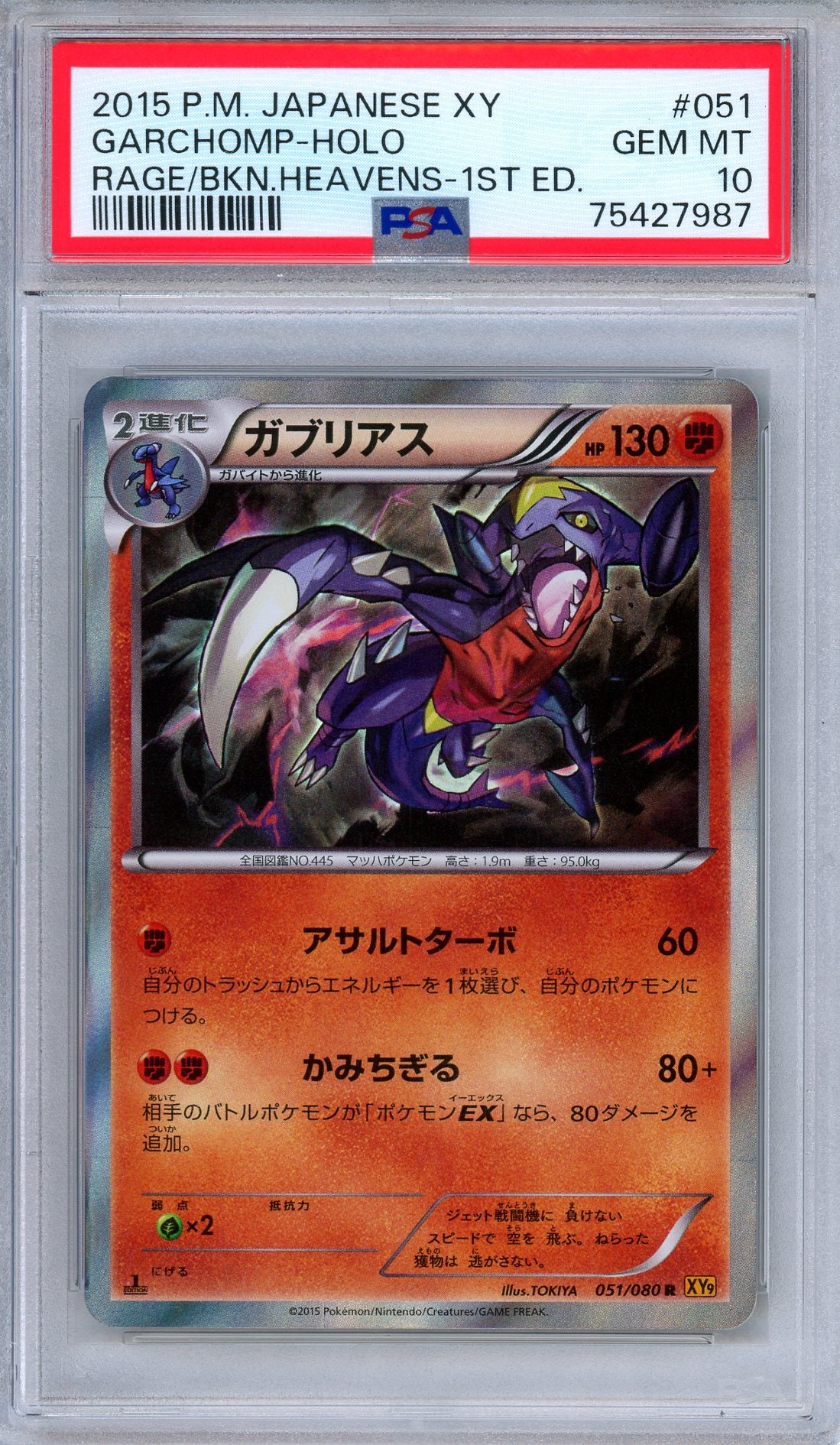 PSA 10 Garchomp 051/080 Rage of the Broken Heavens 1st Edition Japanese Pokemon