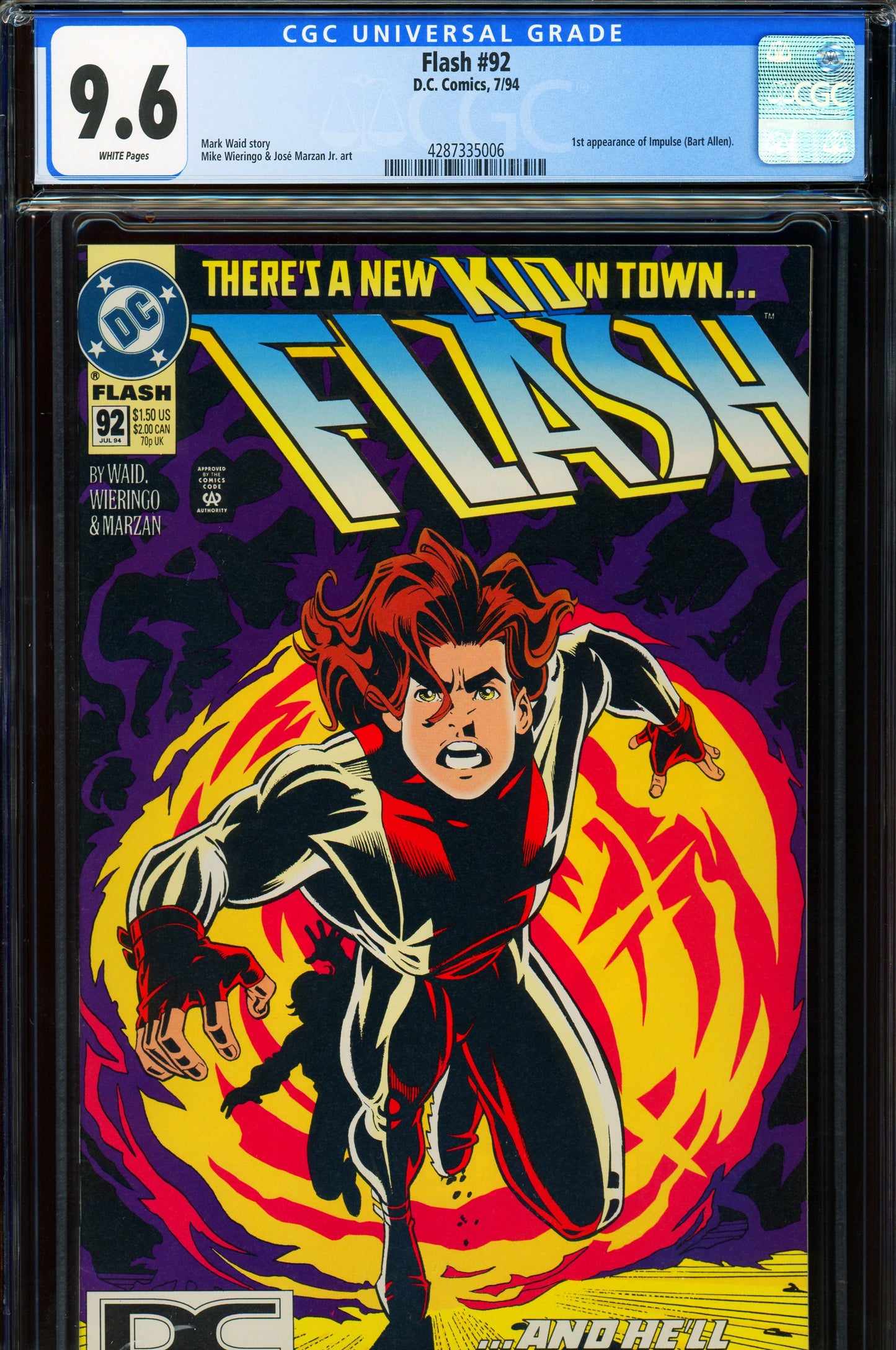 Flash #92 CGC 9.6 1994 DC Universe Logo | 1st appearance of Impulse (Bart Allen)