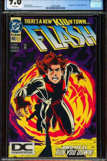 Flash #92 CGC 9.6 1994 DC Universe Logo | 1st appearance of Impulse (Bart Allen)