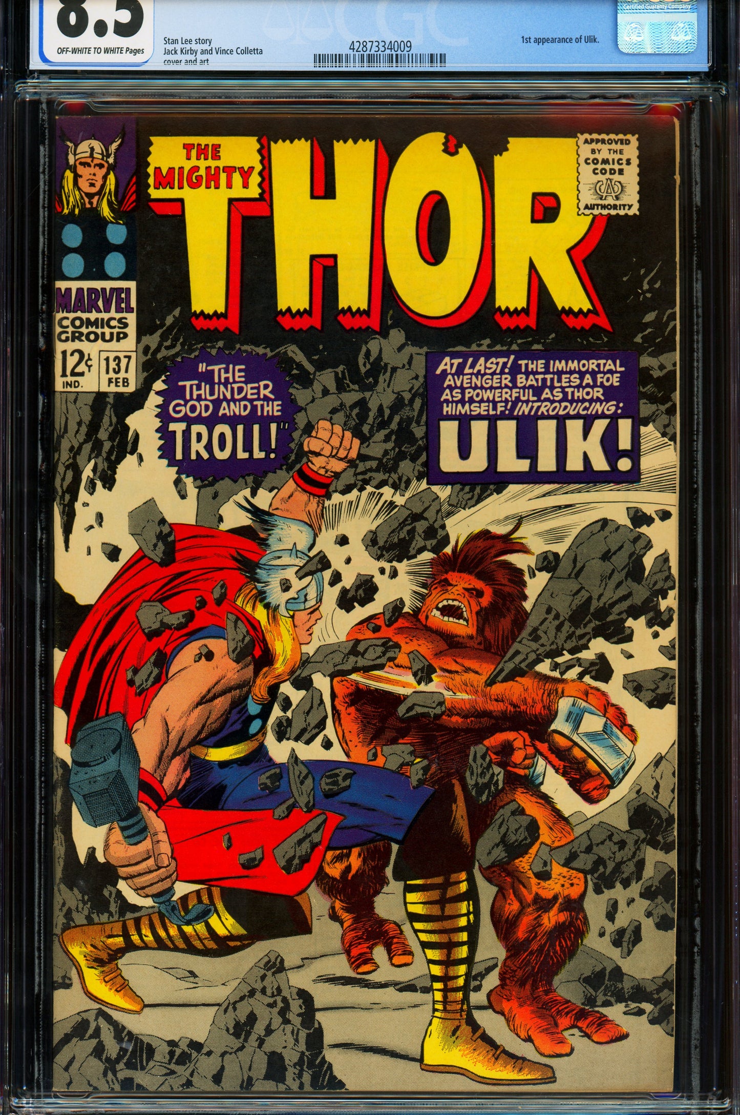 Thor #137 CGC 8.5 2/1967 Marvel Comics | 1st appearance of Ulik Silver Age