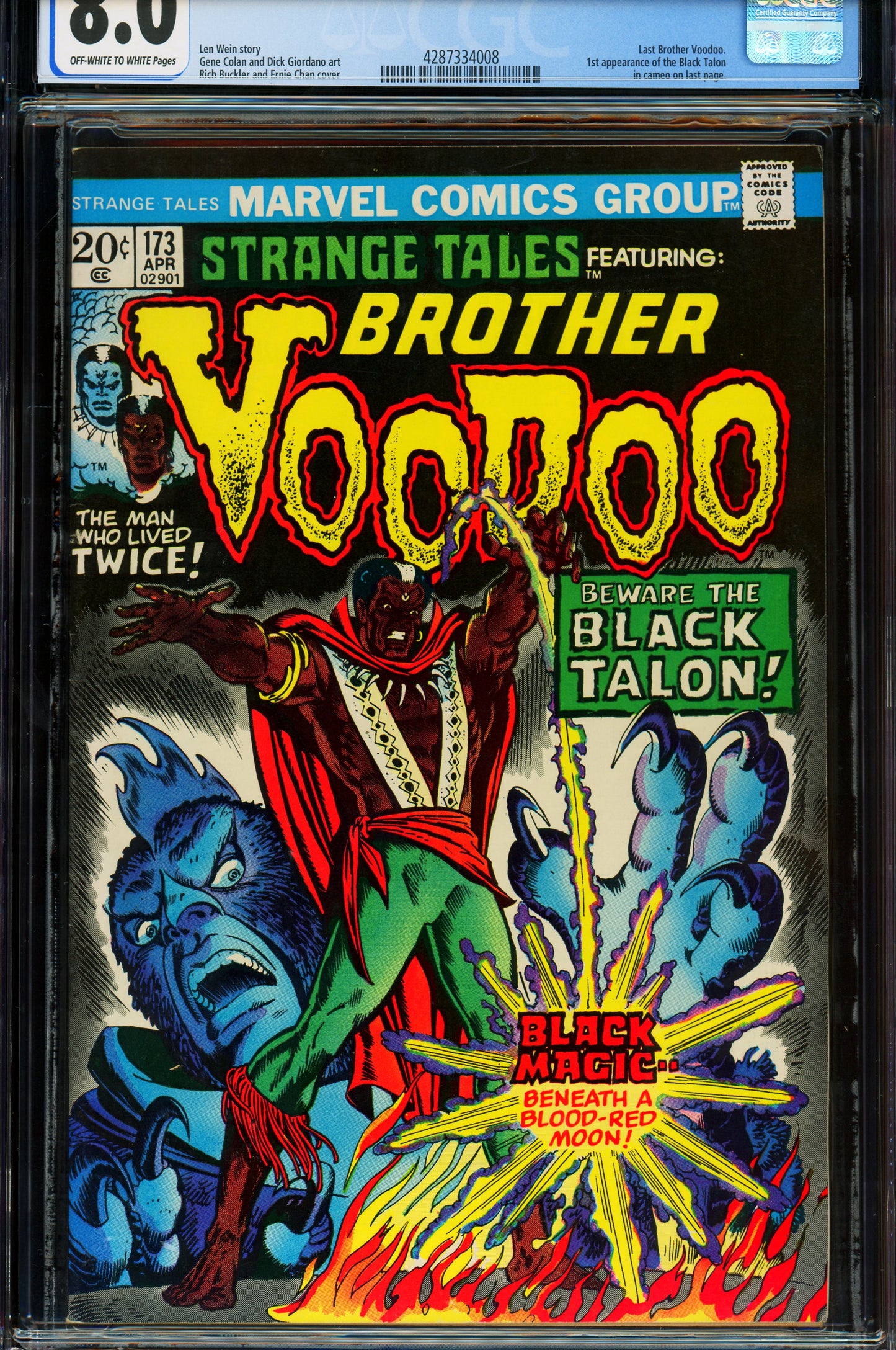 Strange Tales #173 CGC 8.0 4/1974 Marvel Comics | 1st appearance of Black Talon