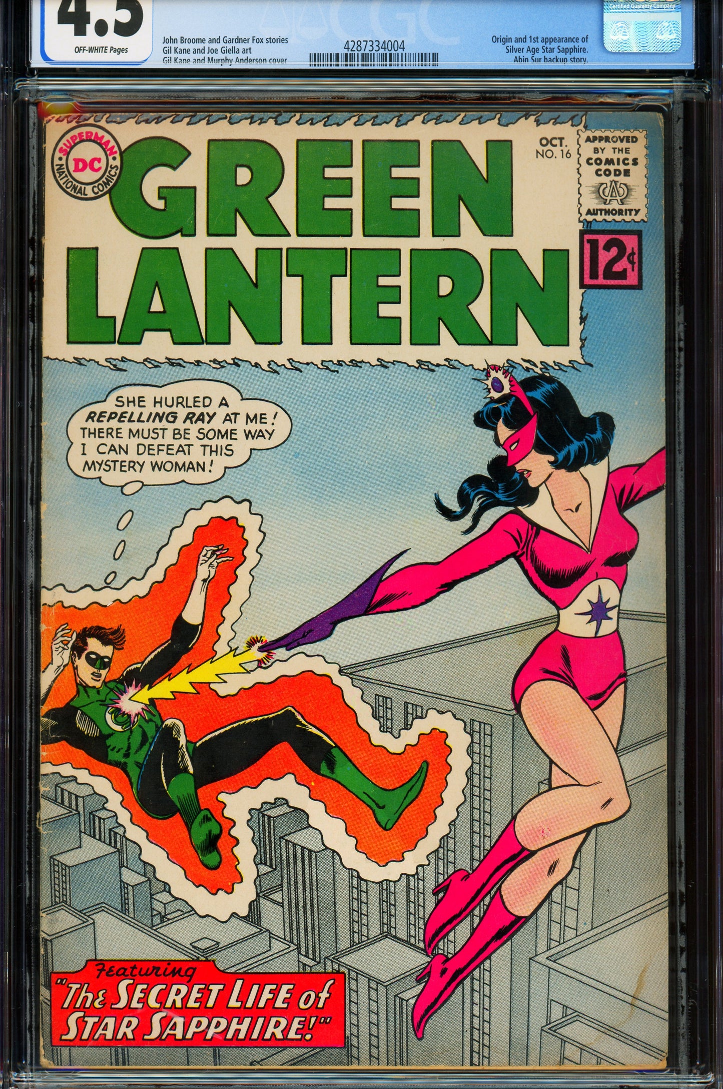 Green Lantern #16 CGC 4.5 10/1962 DC Comics | 1st appearance of Star Sapphire