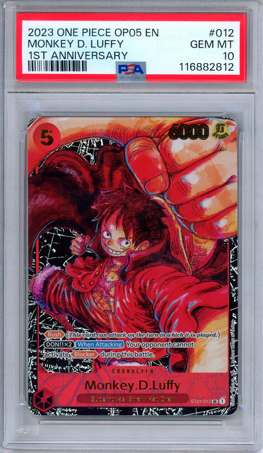 PSA 10 Monkey D. Luffy ST01-012 1st Anniversary Alternate Art One Piece