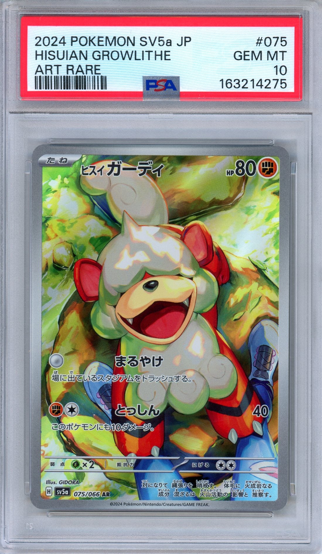 PSA 10 Hisuian Growlithe 075/066 Crimson Haze Art Rare Japanese Pokemon