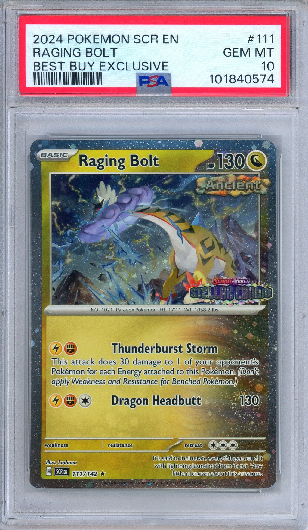 PSA 10 Raging Bolt 111/142 Best Buy Cosmos Holo Promo Pokemon