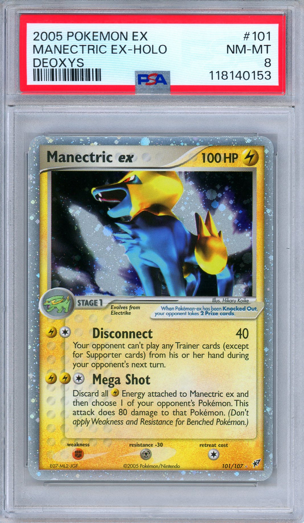 PSA 8 Manectric ex 101/107 EX Deoxys Holo Ultra Rare Pokemon