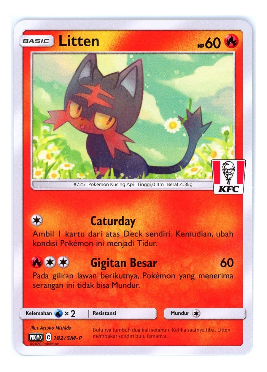 Litten 182/SM-P KFC Promo Stamped Indonesian Pokemon (US Seller)