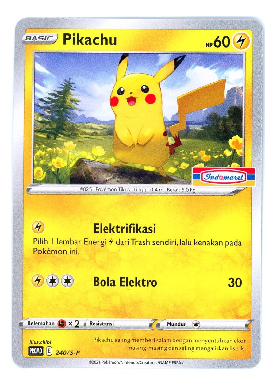 Pikachu 240/S-P Indomaret Stamped Promo Indonesian Pokemon (US Seller)