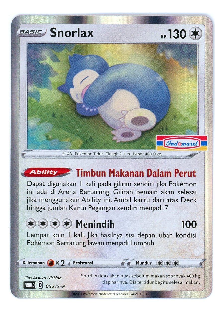 Snorlax 052/S-P Indomaret Stamped Promo Holo Indonesian Pokemon (US Seller)
