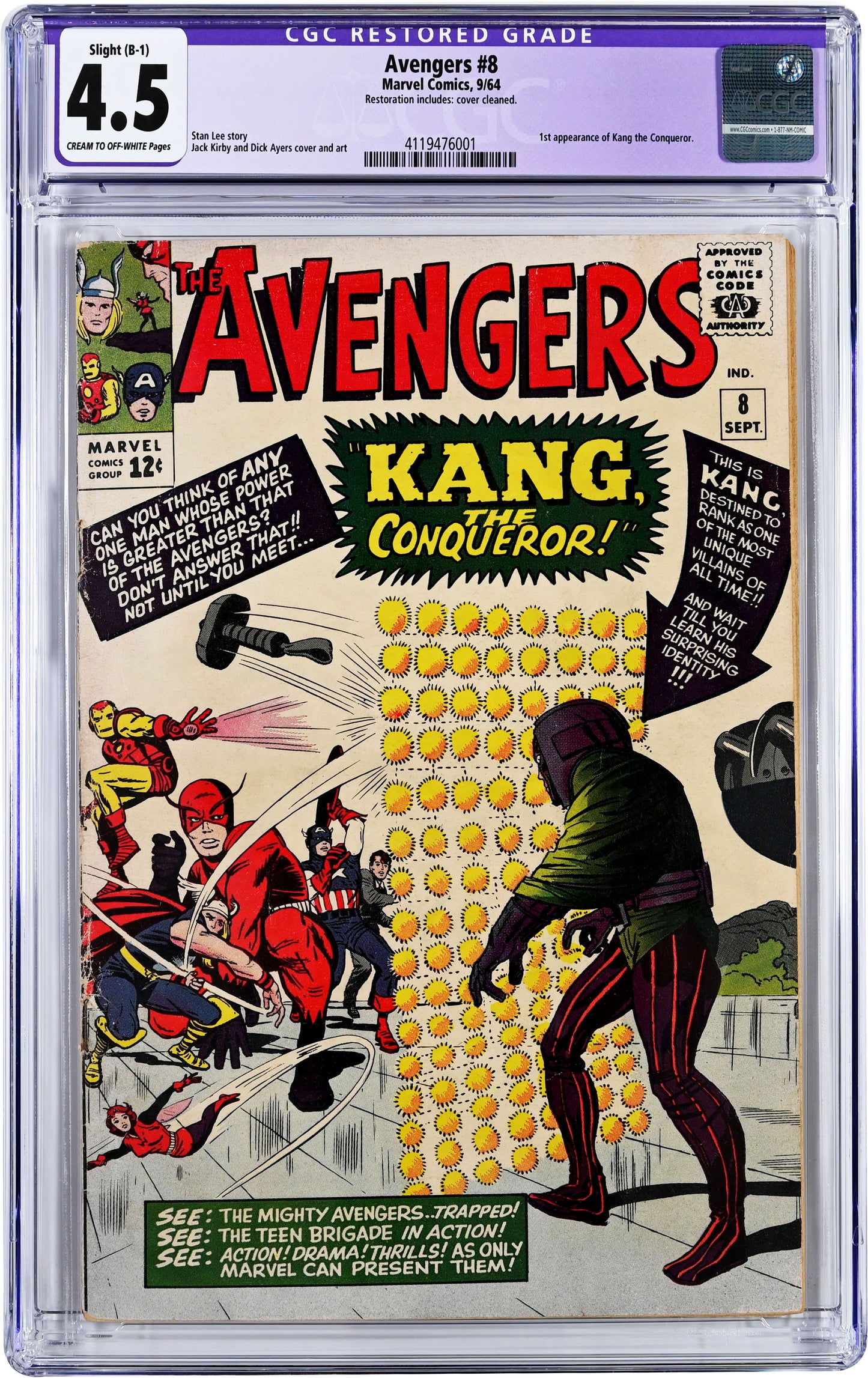 Avengers #8 CGC 4.5 Marvel Comics 1964 | 1st appearance Kang the Conqueror