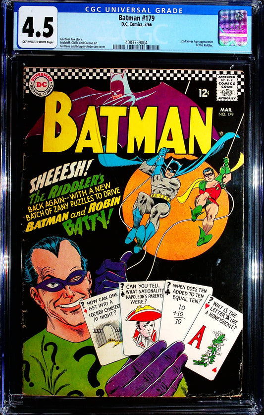 Batman #179 CGC 4.5 1966 DC Comics | 2nd Silver Age appearance Riddler