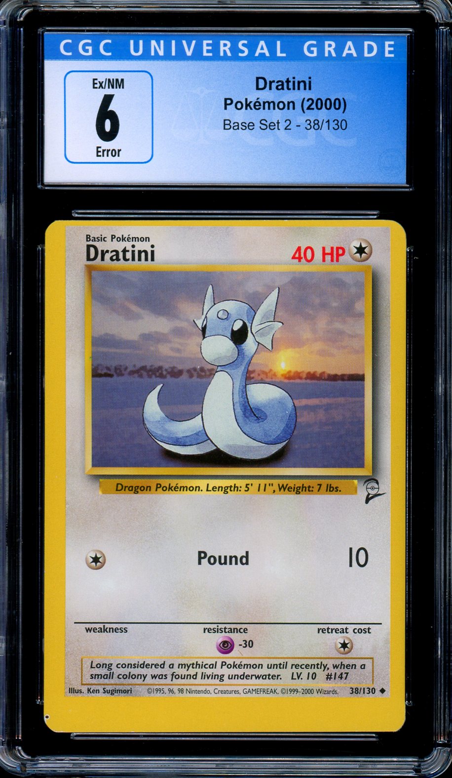 CGC 6 Dratini 38/130 Base Set 2 MISCUT ERROR OFF CENTER Pokemon