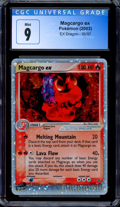 CGC 9 Magcargo ex 95/97 Holo Ultra Rare EX Dragon 2003 Pokemon