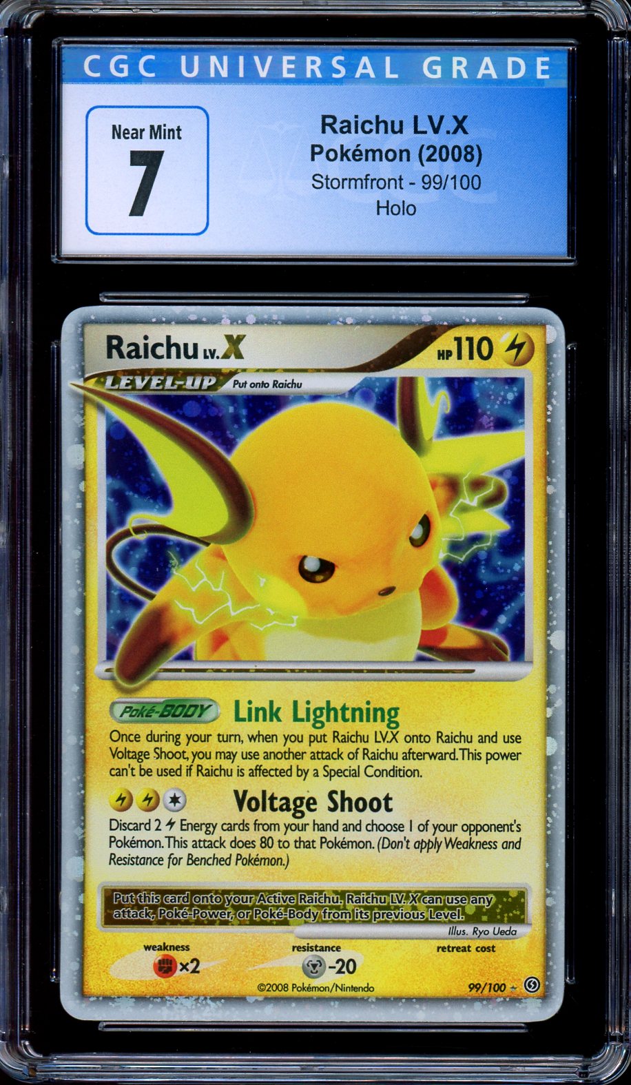 CGC 7 Raichu LV.X 99/100 Holo Rare Stormfront 2008 Pokemon