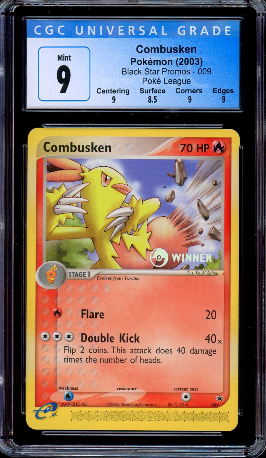 CGC 9 Combusken 009 Poké League Winner Stamp Prize Promo Pokemon