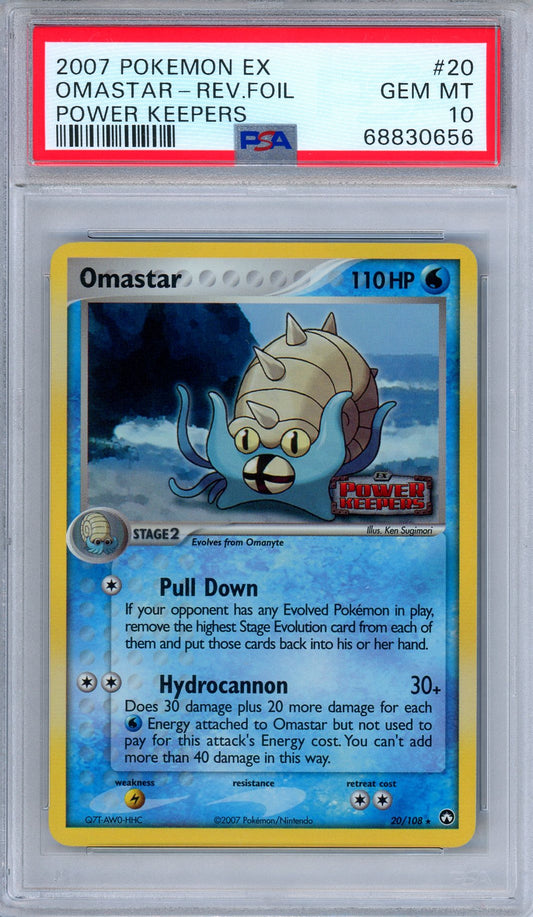 PSA 10 Omastar 20/108 Reverse Holo Foil EX Power Keepers Pokemon