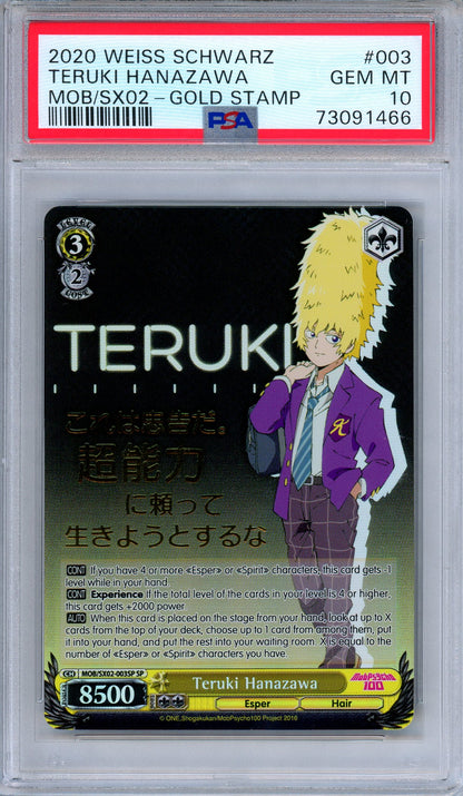 PSA 10 Teruki Hanazawa SX02-003SP SP Mob Psycho 100 Weiss Schwarz