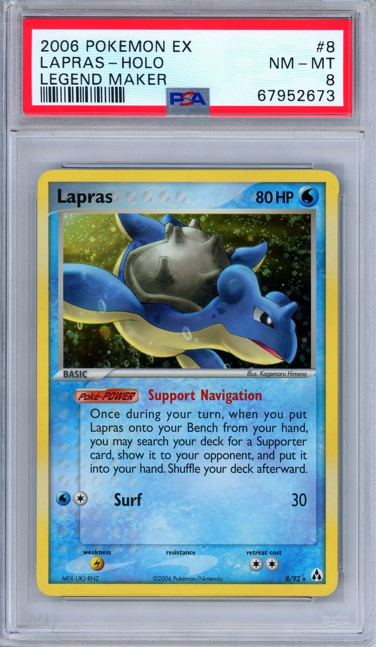 PSA 8 Lapras 8/92 EX Legend Maker Holo Rare Pokemon Card