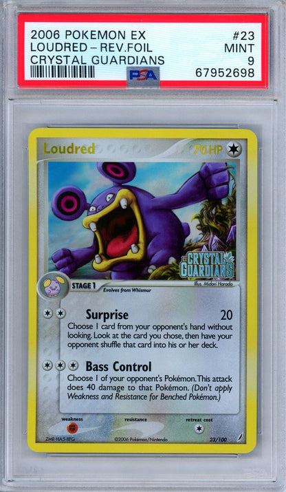 PSA 9 Loudred 23/100 Reverese Holo EX Crystal Guardians 2006 Pokemon