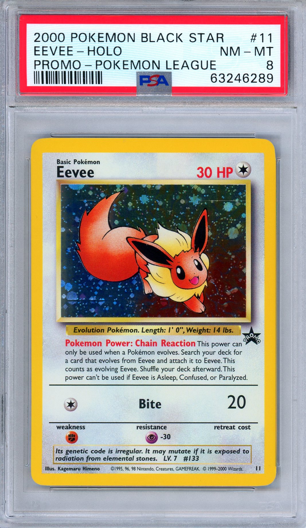 PSA 8 Eevee Pokémon League 11 Black Star Promo 2000 Mint Pokemon