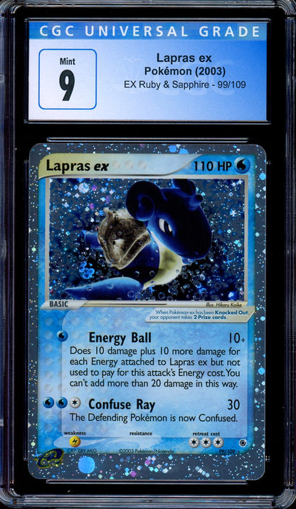 CGC 9 Lapras ex 99/109 Holo Rare EX Ruby & Sapphire  Pokemon